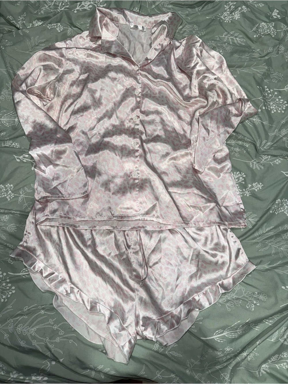 Silky Pink Satin Pajama Set - Women's Two-Piece Sleepwear